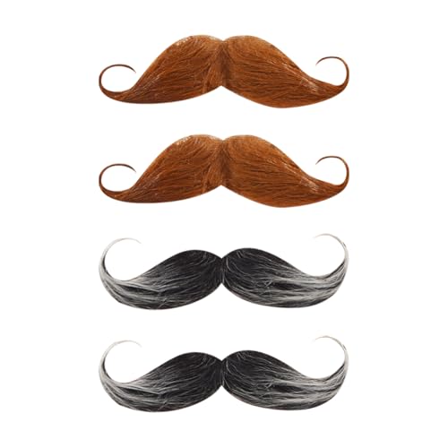 4 Stück selbstklebender gelockter Schnurrbart, gefälschtes Kostüm, Gesichtshaar, Halloween, Party, Bärte, Kostüm, Detektiv, Schnurrbart, Haarbart, zum Aufkleben auf Schnurrbart 4 Stück selbstklebender gelockter Schnurrbart, gefälschtes Kostüm, Gesichtshaar, Halloween, Party, Bärte, Kostüm, Detektiv, Schnurrbart, Haarbart, zum Aufkleben auf Schnurrbart von FSSTUD