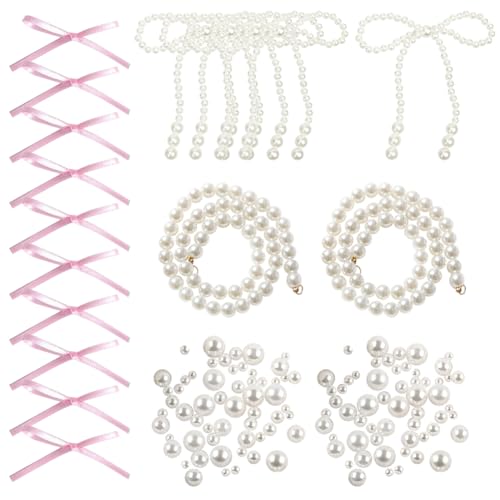 5 Stück Perlen-Kuchenaufsätze, 10 Stück Schleife, Cupcake-Topper, 2 Stück weiße Perlenkette und ca. 200 Stück künstliche runde Perlen, elegante Cupcake-Topper, Brautparty, Kuchendekorationen 5 Stück Perlen-Kuchenaufsätze, 10 Stück Schleife, Cupcake-Topper, 2 Stück weiße Perlenkette und ca. 200 Stück künstliche runde Perlen, elegante Cupcake-Topper, Brautparty, Kuchendekorationen von FSSTUD