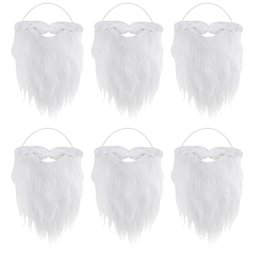 6 Stück Weihnachtsmann-Bart Xmas Kostüm Bart Zwerg Cosplay Bart Weihnachtsmann Vater Verkleidung Bart Weiß Fake Schnurrbärte Weihnachten Verkleiden Zubehör mit Gummiband 6 Stück Weihnachtsmann-Bart Xmas Kostüm Bart Zwerg Cosplay Bart Weihnachtsmann Vater Verkleidung Bart Weiß Fake Schnurrbärte Weihnachten Verkleiden Zubehör mit Gummiband von FSSTUD