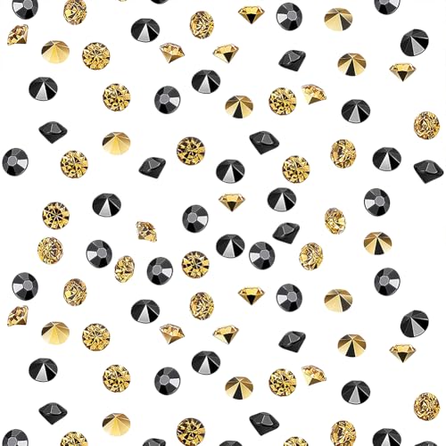 8000 Stück Acryl-Strass-Diamanten, Kristall-Tisch-Konfetti, kleine Vasenfüller, Edelsteine, Diamant-Mittelstück, Tischdekorationen für Zuhause, Party, Golden und Schwarz, 4 mm 8000 Stück Acryl-Strass-Diamanten, Kristall-Tisch-Konfetti, kleine Vasenfüller, Edelsteine, Diamant-Mittelstück, Tischdekorationen für Zuhause, Party, Golden und Schwarz, 4 mm von FSSTUD