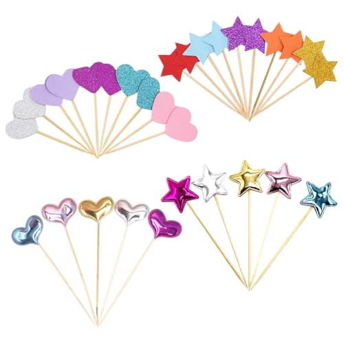 Cupcake-Topper, glitzernde Sterne, bunte Herz-Kuchenaufsätze, niedliche Cupcake-Picks, ausgefallene Dessert-Picker, farbige Kuchendekoration, Dekoration für Geburtstag, Verlobung, Party, 200 Stück Cupcake-Topper, glitzernde Sterne, bunte Herz-Kuchenaufsätze, niedliche Cupcake-Picks, ausgefallene Dessert-Picker, farbige Kuchendekoration, Dekoration für Geburtstag, Verlobung, Party, 200 Stück von FSSTUD