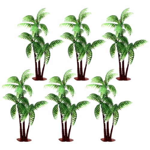 Cupcake-Topper, tropisches Kokosnussbaum-Modell, Grün, 10 Stück, 14 cm, Hawaii-Kuchen-Dessert-Topper, Miniatur-Palmen-Figuren, Regenwald, Diorama-Bäume, kleine Dschungel-Modelle für Aquarium, Garten von FSSTUD