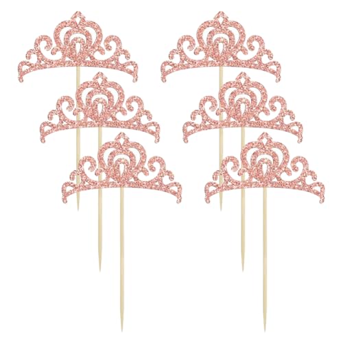 Cupcake-Topper mit Glitzerkrone, Prinzessinnen-Tiara, Kuchendekoration, Hochzeit, Party, Cupcake-Picks, glitzernde Dessert-Aufsatz, Babyparty, Kuchendekorationen für Geburtstagsparty, Roségold, 50 Cupcake-Topper mit Glitzerkrone, Prinzessinnen-Tiara, Kuchendekoration, Hochzeit, Party, Cupcake-Picks, glitzernde Dessert-Aufsatz, Babyparty, Kuchendekorationen für Geburtstagsparty, Roségold, 50 von FSSTUD