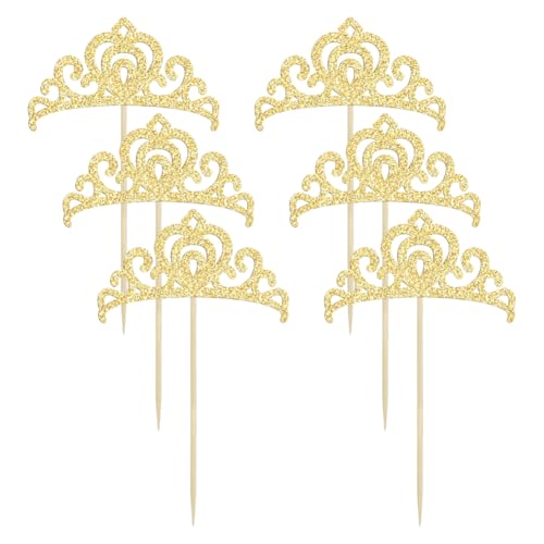 Cupcake-Topper mit Glitzerkrone, Prinzessinnen-Tiara, Kuchendekoration, Hochzeit, Party, Cupcake-Picks, glitzernde Dessert-Aufsatz, Babyparty, Kuchendekorationen für Geburtstagsparty, goldfarben, 50 Cupcake-Topper mit Glitzerkrone, Prinzessinnen-Tiara, Kuchendekoration, Hochzeit, Party, Cupcake-Picks, glitzernde Dessert-Aufsatz, Babyparty, Kuchendekorationen für Geburtstagsparty, goldfarben, 50 von FSSTUD