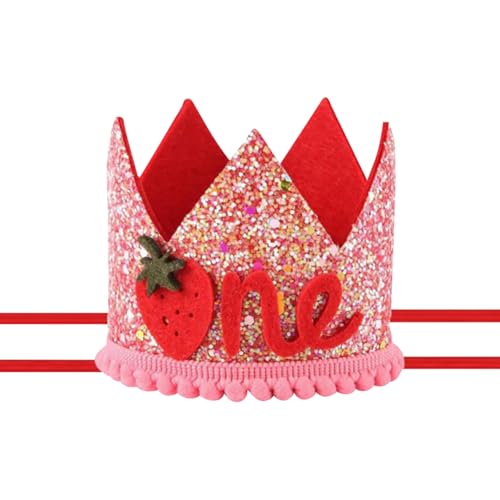 FSSTUD Erdbeer-Motto 1. Geburtstag Hut Foto Requisite Glitzer Erster Geburtstag Krone Stirnband Einjährig Party Hut Baby Mädchen Pailletten Krone Dekoration für Babyparty FSSTUD Erdbeer-Motto 1. Geburtstag Hut Foto Requisite Glitzer Erster Geburtstag Krone Stirnband Einjährig Party Hut Baby Mädchen Pailletten Krone Dekoration für Babyparty von FSSTUD
