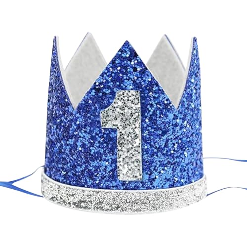 FSSTUD Glitzernder 1. Geburtstag Kronenhut glitzernder Erster Geburtstag Party Hut Kuchen Smash Foto Requisiten für ein Jahr alten Jungen Mädchen Blau und Silber FSSTUD Glitzernder 1. Geburtstag Kronenhut glitzernder Erster Geburtstag Party Hut Kuchen Smash Foto Requisiten für ein Jahr alten Jungen Mädchen Blau und Silber von FSSTUD