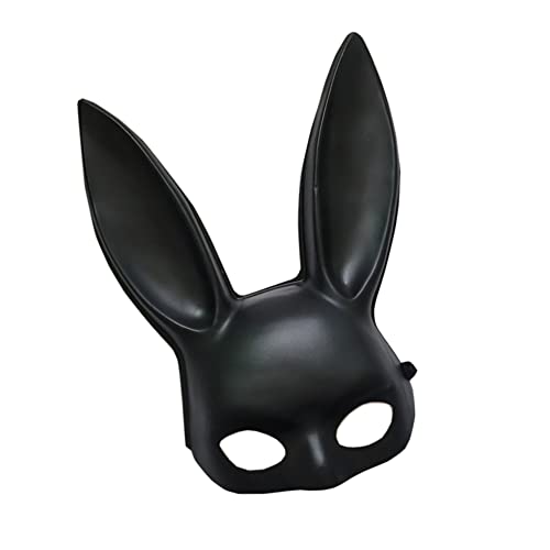 FSSTUD Kunststoff Bunny Maske Kaninchen Maskerade Maske Bunny Ohr Halbmaske Party Ball Maske Cosplay Zubehör für Ostern Halloween Schwarz von FSSTUD