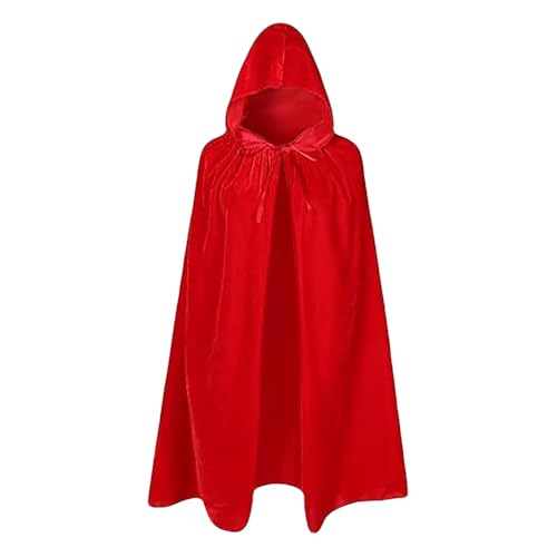 FSSTUD Roter Kapuzenumhang mit Kapuze, Samt, Hexe, Vampir, Kostüm, Kostüm, Party, Robe FSSTUD Roter Kapuzenumhang mit Kapuze, Samt, Hexe, Vampir, Kostüm, Kostüm, Party, Robe von FSSTUD