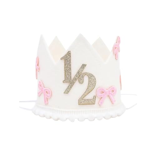 FSSTUD Schleife 1/2 Geburtstag Hut Weiß Glitzer Halber Geburtstag Krone Kopfbedeckung 6 Monate Party Hüte Baby Shower Hut Foto Requisiten Niedliche Feier Caps mit elastischer Schnur für Mädchen Jungen FSSTUD Schleife 1/2 Geburtstag Hut Weiß Glitzer Halber Geburtstag Krone Kopfbedeckung 6 Monate Party Hüte Baby Shower Hut Foto Requisiten Niedliche Feier Caps mit elastischer Schnur für Mädchen Jungen von FSSTUD
