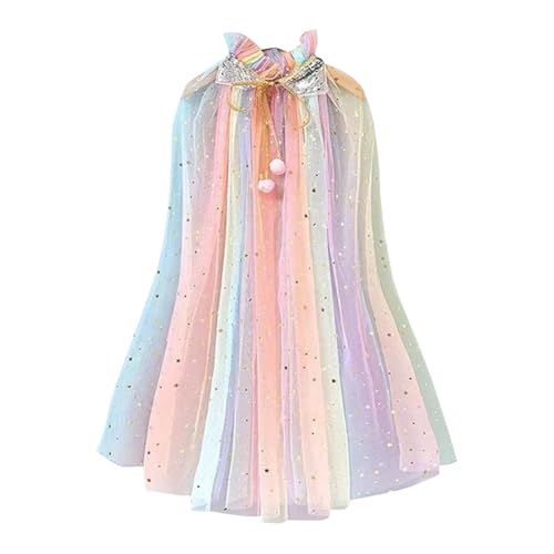 FSSTUD Tüll Prinzessin Umhang mit glitzernden Pailletten, Prinzessinnen-Umhang für Mädchen, Geburtstag, Party, Halloween-Kostüm, durchsichtige Umhänge mit Riemen, bunt FSSTUD Tüll Prinzessin Umhang mit glitzernden Pailletten, Prinzessinnen-Umhang für Mädchen, Geburtstag, Party, Halloween-Kostüm, durchsichtige Umhänge mit Riemen, bunt von FSSTUD