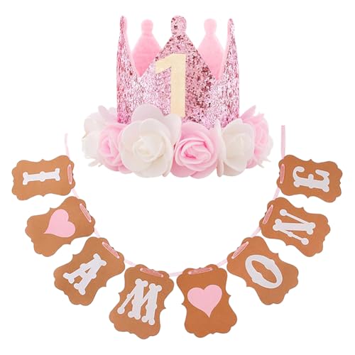 Glitzer Erster Geburtstag Krone Hut Geburtstag Party Blumenhut Stirnband Prinzessin Blumenkrone Tiara Baby Niedlich Pailletten Tiara Haarband mit I Am One Banner Foto Requisiten für Dekorationen Rosa Glitzer Erster Geburtstag Krone Hut Geburtstag Party Blumenhut Stirnband Prinzessin Blumenkrone Tiara Baby Niedlich Pailletten Tiara Haarband mit I Am One Banner Foto Requisiten für Dekorationen Rosa von FSSTUD