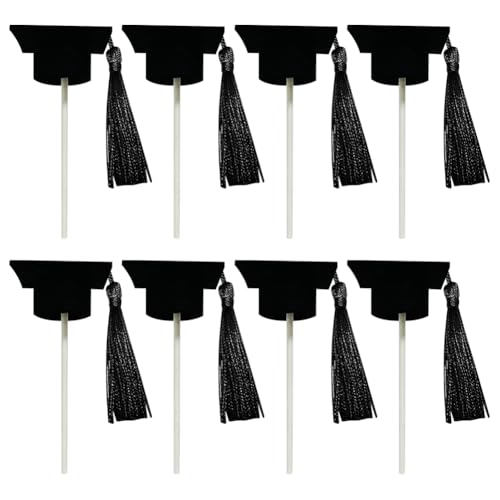 Mini-Cupcake-Topper mit Quaste, für Partys, Cupcake-Aufsätze, Congrats, Kuchendekoration, Tafelaufsatz, Dessert-Dekoration, Weinflaschenaufsatz, Hüte, Schwarz, 20 Stück Mini-Cupcake-Topper mit Quaste, für Partys, Cupcake-Aufsätze, Congrats, Kuchendekoration, Tafelaufsatz, Dessert-Dekoration, Weinflaschenaufsatz, Hüte, Schwarz, 20 Stück von FSSTUD
