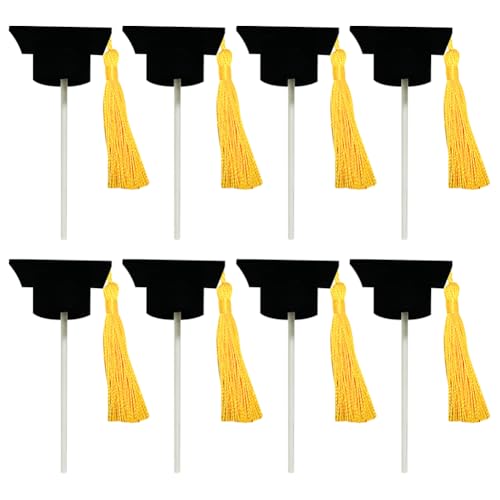 Mini-Cupcake-Topper mit Quaste, für Partys, Cupcake-Aufsätze, Congrats, Kuchendekoration, Tafelaufsatz, Dessert-Dekoration, Weinflaschenaufsatz, Hüte, goldfarben, 20 Stück Mini-Cupcake-Topper mit Quaste, für Partys, Cupcake-Aufsätze, Congrats, Kuchendekoration, Tafelaufsatz, Dessert-Dekoration, Weinflaschenaufsatz, Hüte, goldfarben, 20 Stück von FSSTUD