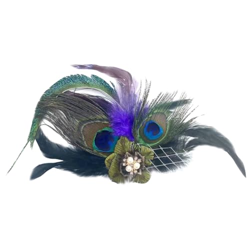 Pfauenfeder-Fascinator, Haarspange, 1920er-Jahre-Feder-Kopfstück, 20er-Jahre-Motto-Kopfschmuck, Teeparty-Fascinator, Kopfschmuck, Vintage-Federn, Haarschmuck mit Strass Pfauenfeder-Fascinator, Haarspange, 1920er-Jahre-Feder-Kopfstück, 20er-Jahre-Motto-Kopfschmuck, Teeparty-Fascinator, Kopfschmuck, Vintage-Federn, Haarschmuck mit Strass von FSSTUD