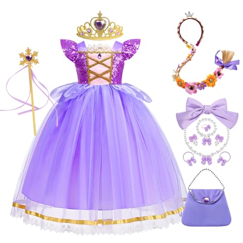 FStory&Winyee Mädchen Kleid mit Puffärmel Zubehöre Kinder Rapunzel Kostüm Lila Tutu Kleid Dress up Set für Verkleidung Geschenk Halloween Karneval Geburtstag Cosplay, Lila, 140 FStory&Winyee Mädchen Kleid mit Puffärmel Zubehöre Kinder Rapunzel Kostüm Lila Tutu Kleid Dress up Set für Verkleidung Geschenk Halloween Karneval Geburtstag Cosplay, Lila, 140 von FStory&Winyee