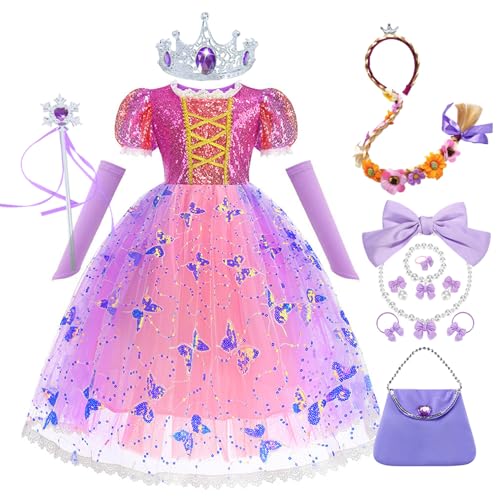 FStory&Winyee Mädchen Rapunzel Prinzessin Kostüm mit Puffärmel Kinder Tutukleid mit Zubehör für Geburtstag Geschenk Cosplay Rollenspiel Oktoberfest Halloween Karneval, Lila, 150 FStory&Winyee Mädchen Rapunzel Prinzessin Kostüm mit Puffärmel Kinder Tutukleid mit Zubehör für Geburtstag Geschenk Cosplay Rollenspiel Oktoberfest Halloween Karneval, Lila, 150 von FStory&Winyee