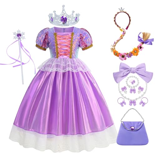 FStory&Winyee Mädchen Rapunzel Prinzessin Kostüm mit Puffärmel Kinder tutu Kleid mit Zubehöre für Party Verkleidung Cosplay Karneval Weihnachten Oktoberfest Kindergarten, Lila, 150 FStory&Winyee Mädchen Rapunzel Prinzessin Kostüm mit Puffärmel Kinder tutu Kleid mit Zubehöre für Party Verkleidung Cosplay Karneval Weihnachten Oktoberfest Kindergarten, Lila, 150 von FStory&Winyee