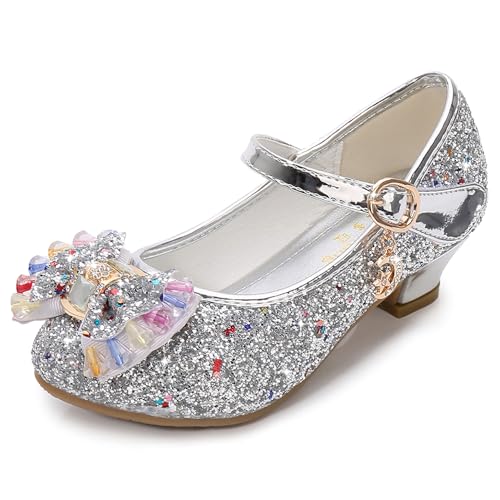 FStory&Winyee Mädchen Schuhe Festlich Prinzessin Ballerinas mit Absatz Kinder Schuhe Partei Glitzer Schleife Pailletten Sandalen Cinderella ELSA Cosplay Karneval Party Verkleiden Fasching, Silber, 38 FStory&Winyee Mädchen Schuhe Festlich Prinzessin Ballerinas mit Absatz Kinder Schuhe Partei Glitzer Schleife Pailletten Sandalen Cinderella ELSA Cosplay Karneval Party Verkleiden Fasching, Silber, 38 von FStory&Winyee
