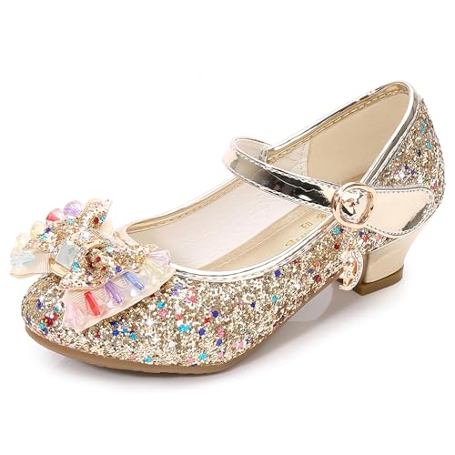 FStory&Winyee Mädchen Schuhe Festlich Prinzessin Ballerinas mit Absatz Kinder Schuhe Partei Glitzer Schleife Pailletten Sandalen Cinderella ELSA Cosplay Karneval Party Verkleiden Fasching, Gold, 38 FStory&Winyee Mädchen Schuhe Festlich Prinzessin Ballerinas mit Absatz Kinder Schuhe Partei Glitzer Schleife Pailletten Sandalen Cinderella ELSA Cosplay Karneval Party Verkleiden Fasching, Gold, 38 von FStory&Winyee