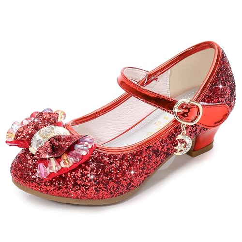 FStory&Winyee Mädchen Schuhe Festlich Prinzessin Ballerinas mit Absatz Kinder Schuhe Partei Glitzer Schleife Pailletten Sandalen Cinderella ELSA Cosplay Karneval Party Verkleiden Fasching, Rot, 33 FStory&Winyee Mädchen Schuhe Festlich Prinzessin Ballerinas mit Absatz Kinder Schuhe Partei Glitzer Schleife Pailletten Sandalen Cinderella ELSA Cosplay Karneval Party Verkleiden Fasching, Rot, 33 von FStory&Winyee