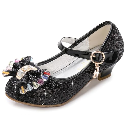 FStory&Winyee Mädchen Schuhe Festlich Prinzessin Ballerinas mit Absatz Kinder Schuhe Partei Glitzer Schleife Pailletten Sandalen Cinderella Elsa Cosplay Karneval Party Verkleiden Fasching, Schwarz, 33 FStory&Winyee Mädchen Schuhe Festlich Prinzessin Ballerinas mit Absatz Kinder Schuhe Partei Glitzer Schleife Pailletten Sandalen Cinderella Elsa Cosplay Karneval Party Verkleiden Fasching, Schwarz, 33 von FStory&Winyee