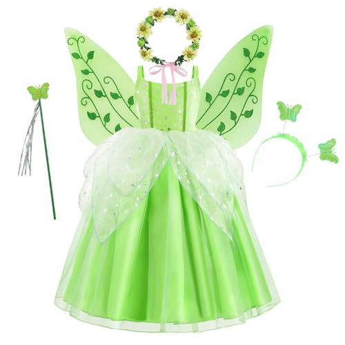FStory&Winyee Tinkerbell Kostüm für Mädchen Kinder Tiana Prinzessinnenkleider Tutukleid Fancy Dress Fee Kleid für Verkleidung Geschenk Geburtstag Halloween Karneval Thema Parteien, Grün, 150 FStory&Winyee Tinkerbell Kostüm für Mädchen Kinder Tiana Prinzessinnenkleider Tutukleid Fancy Dress Fee Kleid für Verkleidung Geschenk Geburtstag Halloween Karneval Thema Parteien, Grün, 150 von FStory&Winyee
