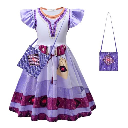 FStory&Winyee Wish Asha Kostüm für Kinder Mädchen Prinzessin Kleid mit Tasche wunschkleid für Cosplay Karneval Halloween Weihnachten Kindergarten Geburtstagsfeiern, 100 von FStory&Winyee