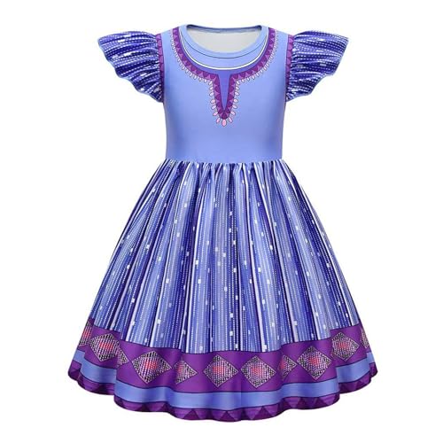 FStory&Winyee Wish Asha Mädchen Kostüm Lila Prinzessin Kleid für Kinder Dress Up Set Wünschrock für Verkleidung Geburtstagsfeiern Cospaly Karneval Halloween Weihnachten Geschenk， 100 von FStory&Winyee