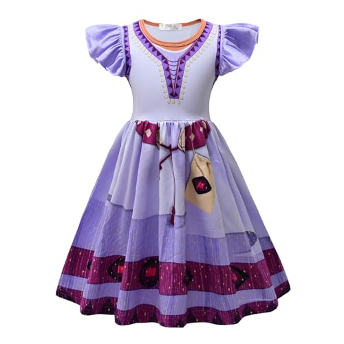 FStory&Winyee Wish Asha Prinzessin Kostüm Asha kinder Damen Kleid für Cosplay Weihnachten Verkleidung Dress up Kindergarten Geschenk Karneval, 120 von FStory&Winyee