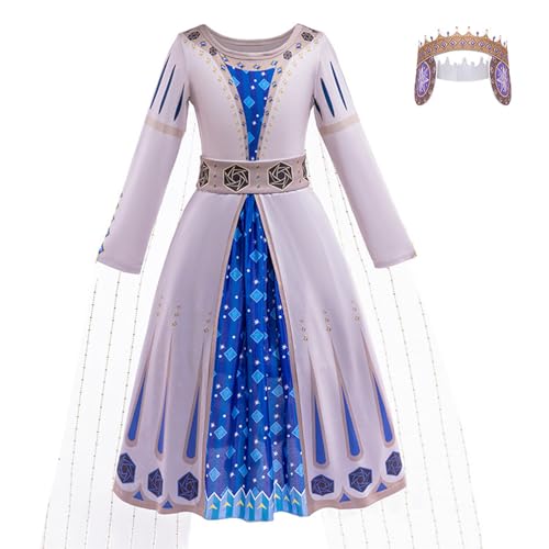 FStory&Winyee Wish Asha Prinzessin Kostüm Mädchen Lila Kleid blau Kleid Dress up Set outfits Uniform für Verkleidung kindergarten Karneval Cosplay Weihnachten kindergarten Geburtstagsfeiern, 110 von FStory&Winyee