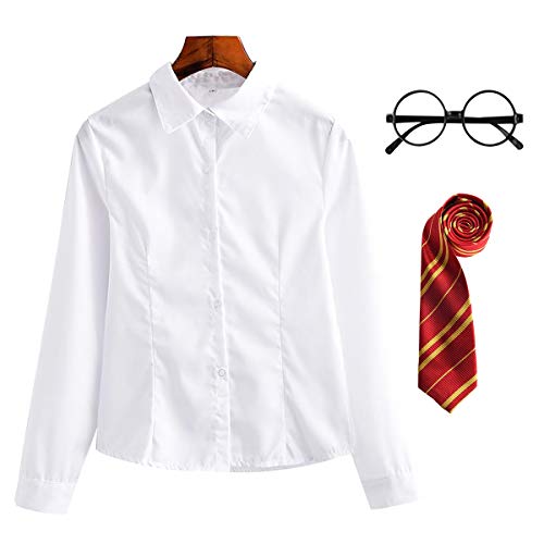 FStory&Winyee Zauberer Set Bluse/Hemd Krawatte Brille Kostüm Zubehör für Kinder Erwachsene Zauberer Zubehör Set zum Fasching Karneval Halloween Striped Tie Gestreifte Krawatte Rot FStory&Winyee Zauberer Set Bluse/Hemd Krawatte Brille Kostüm Zubehör für Kinder Erwachsene Zauberer Zubehör Set zum Fasching Karneval Halloween Striped Tie Gestreifte Krawatte Rot von FStory&Winyee