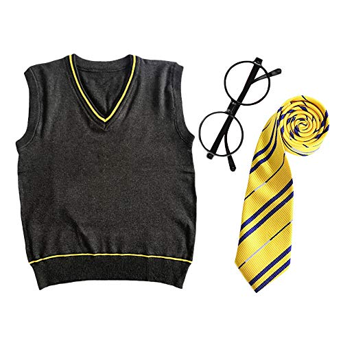 FStory&Winyee Zauberer Zubehör Set Kinder Erwachsene Fanartikel Fasching Outfit Zubehör Set Krawatte, Hemd/Bluse, Rock, Weste, Brille, Gelb-unisex Set 04, 115 FStory&Winyee Zauberer Zubehör Set Kinder Erwachsene Fanartikel Fasching Outfit Zubehör Set Krawatte, Hemd/Bluse, Rock, Weste, Brille, Gelb-unisex Set 04, 115 von FStory&Winyee