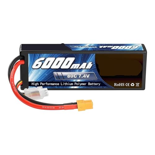 2 Einheiten LiPo-Akku 2S1P 7,4 V 6000 mAh 80 C XT60-Anschluss RC-Teile Hardcase Lipo 2S for Flugzeuge RC FPV-Drohne Auto Fahrzeug LKW Tank Boote(1Unit XT60) von FTGADRYF