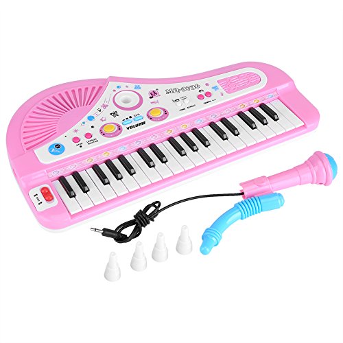 FTVOGUE Kind elektronische Tastatur Klavier mit Mikrofon 37 Schlüssel pädagogisches Instrument Spielzeug Baby Geschenk, Zufällige Farbe (Blau/rosa) von FTVOGUE