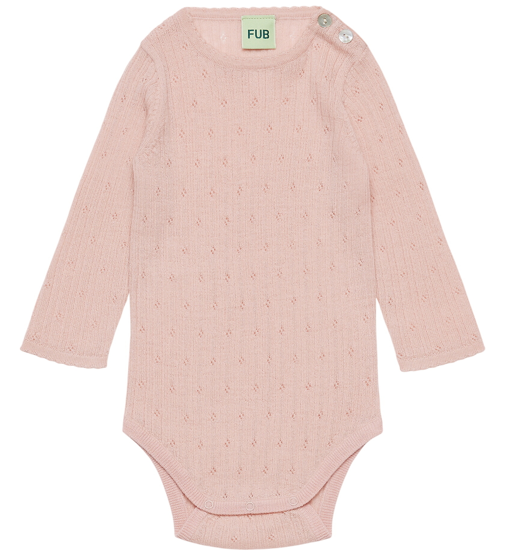 FUB Body l/ä - Rib - Lochmuster - Wolle - Pale Rose - FUB - 74 - Body L/Ä von FUB
