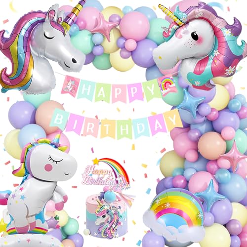 Einhorn Geburtstagsdeko Mädchen, Einhorn Deko Kindergeburtstag,Einhorn Luftballons Happy Birthday Deko,Einhorn Party Deko Geburtstag mit Einhorn Folienballon Kuchen Topper für Mädchen Geburtstags Deko Einhorn Geburtstagsdeko Mädchen, Einhorn Deko Kindergeburtstag,Einhorn Luftballons Happy Birthday Deko,Einhorn Party Deko Geburtstag mit Einhorn Folienballon Kuchen Topper für Mädchen Geburtstags Deko von FUBABCO
