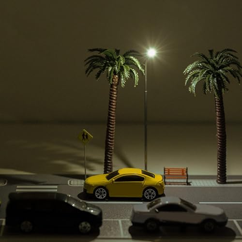 Atemberaubende Details in diesem LED-beleuchteten Stadtstraßen- und Fahrzeug-Display-Bereich im Maßstab 1:64 (warmweißes Licht) von FUBESK