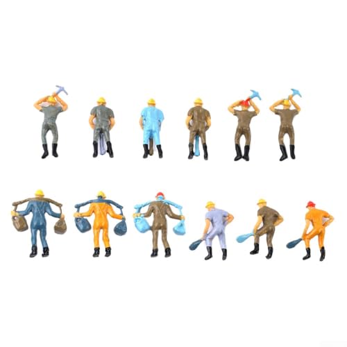 FUBESK Eisenbahnarbeiter-Figuren, 12 Stück, Maßstab 1:48, HO, Eisenbahn-Modellarbeiter, gut bemalte Figuren, Miniaturfiguren, 5 cm hoch, Menschen Tiny World von FUBESK