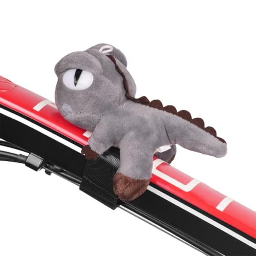 FUBESK Gefüllter Plüsch-Dinosaurier-Anhänger für Fahrradlenker, Dekoration, weiches Tierspielzeug mit PP-Baumwollfüllung, Zubehör, geeignet für Fahrräder, Roller, Motorräder (Grau) von FUBESK