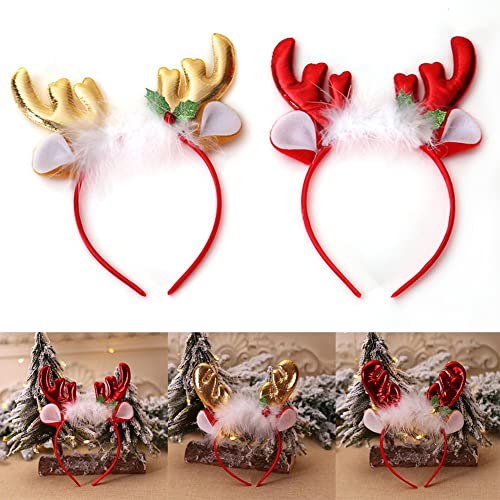 FUBESK Weihnachten Haarreifen Rentiergeweih mit fünfzackigem Stern Stirnband für Party Kostüm und Urlaub Dekoration, Kinder Festliches Accessoire für Weihnachtsfeiern (C) von FUBESK
