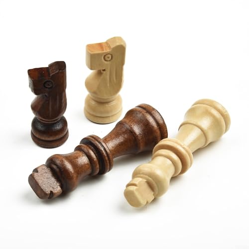 Geschnitztes Schach-Set aus Holz mit 32 reisefreundlichen Teilen, perfekt für Familienspielzeit von FUBESK