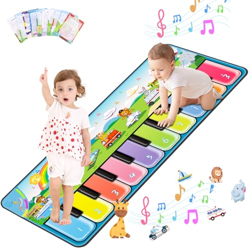 Musikmatte Kinder ab 1 Jahr, Klaviermatte für Kinder, Baby Spielzeug ab 1 2 3 Jahre Klaviermatte Mädchen Junge Weihnachts Geburtstag Geschenk, 7 Verkehrsarten 7 Tiergeräusche und 10 Musikstücke Musikmatte Kinder ab 1 Jahr, Klaviermatte für Kinder, Baby Spielzeug ab 1 2 3 Jahre Klaviermatte Mädchen Junge Weihnachts Geburtstag Geschenk, 7 Verkehrsarten 7 Tiergeräusche und 10 Musikstücke von FUCEORUY