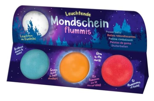 Leuchtende Mondscheinflummis 3er Set - Ø 3 cm - Flummis - Springbälle - Springball - Glitzernder Sprinball - Springkugeln - glänzender Flummi - Hüpfkugeln von FÜNDIG