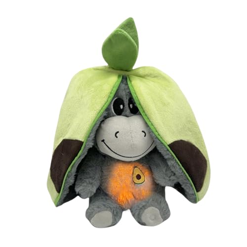 Atmendes Kuscheltier Esel für Erwachsene, Schlummer Esel Kuscheltier Mit Atembewegung Und Musik, Stressabbau Verstecken Stofftier Beruhigendes Atmendes Plüschtier für Geschenk Junge Mädchen (Avocado) von FUFRE
