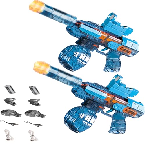 Elektrische Wasserpistole Mit Blitz Effekten, Automatische EIN-Knopf-Wasserabsaug Pistole Wiederaufladbarer Batterie, Für Kinder,Erwachsene Strandpool Wasserspaß Spielzeug (Blau*2pcs) von FUFRE