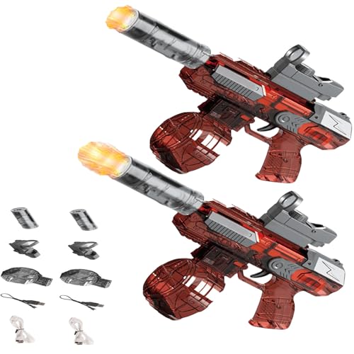 Elektrische Wasserpistole Mit Blitz Effekten, Automatische EIN-Knopf-Wasserabsaug Pistole Wiederaufladbarer Batterie, Für Kinder,Erwachsene Strandpool Wasserspaß Spielzeug (Rot*2pcs) von FUFRE