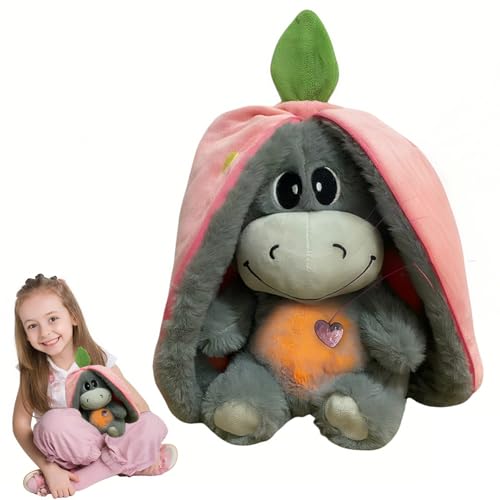 FUFRE Atmendes Kuscheltier Esel, Atmendes Kuscheltier, Einschlafhilfe Plüsch Esel Pillow, Schlummer Süßes Stressabbau Puppe aus reißfestem Stoff, um Kinder-Einschlafen zu hilfen (Rosa) von FUFRE