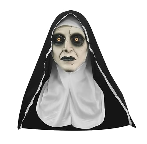 FUFRE Halloween Horror Nonnen Maske, Gruselige Vollkopf 3D Skelett Helm Aus NatüRlich Latex FüR Cosplay Halloween Party Totenkopf Maske (A) von FUFRE