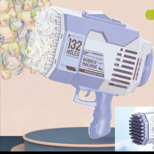 FUFRE seifenblasenmaschine Pistole, Seifenblasenpistole Mit LED Lichter 132 Bubble Holes, Bazooka Bubble Maker Für Jungen Und Mädchen Outdoor Indoor Aktivitäten Part (grau) von FUFRE