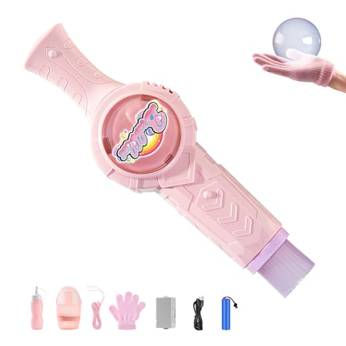 Rauch Seifenblasenmaschine Mit Licht, Seifenblasenmaschine Kinder Zauberstab, Smoke Bubble Machine, Automatisches Seifenblasen Maschine Interaktive Nebel für Sommer Party Spielzeug Geschenk (Rosa A) von FUFRE